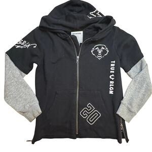 True Religion Full Zip Hoodie sz 7 Layered Look Hoodie